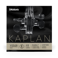 D'Addario Kaplan Loop End Violin Single E String, 4/4 Scale, Extra-Heavy Tension