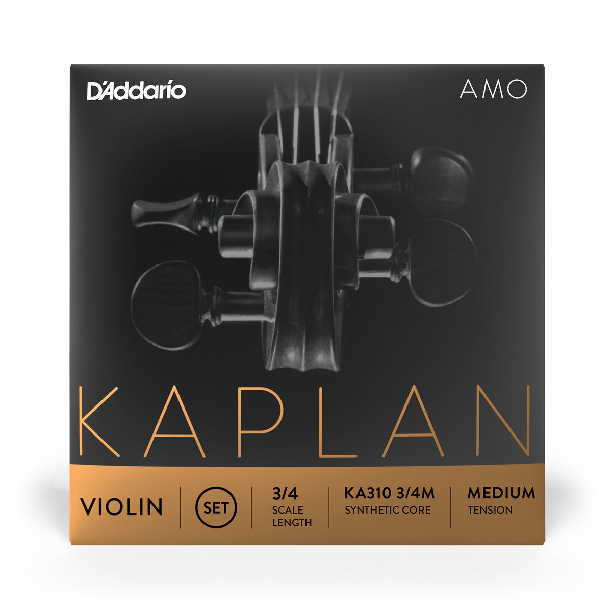 D'Addario Kaplan Amo Violin String Set, 3/4 Scale, Medium Tension