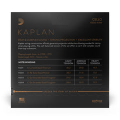 D'Addario Kaplan Cello String Set, 4/4 Scale, Heavy Tension