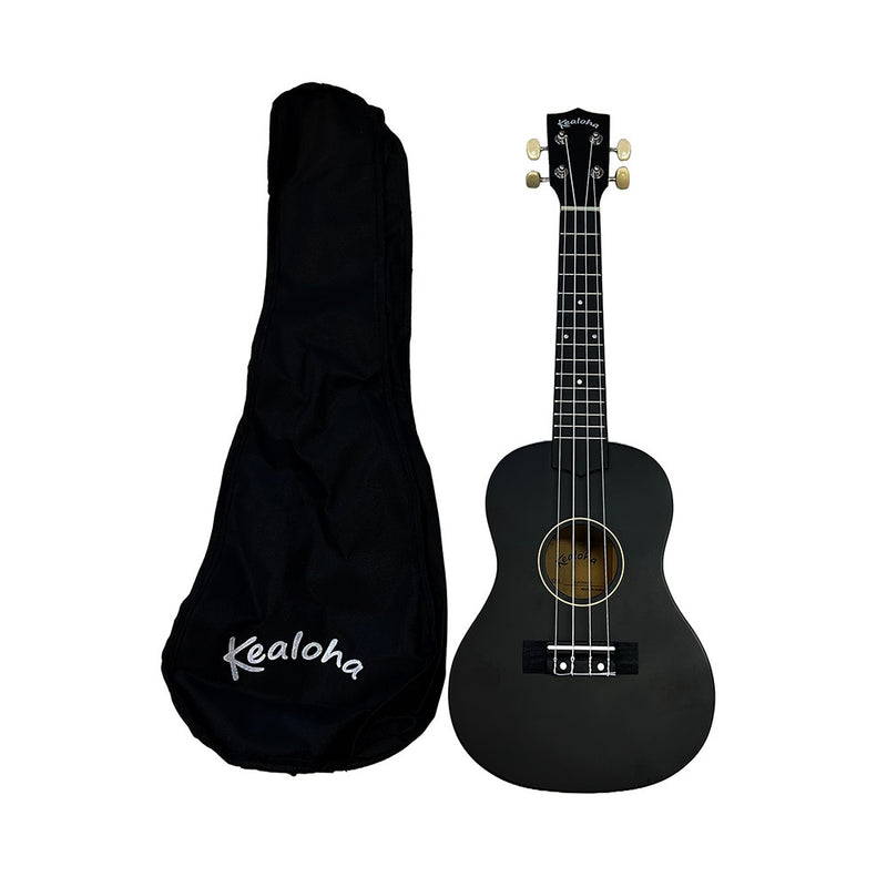 Kealoha Wooden Coloured Series Concert Ukulele with Bag in Black Satin Finish