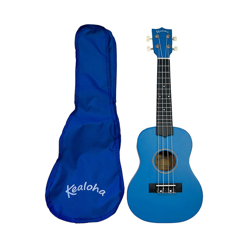 Kealoha Wooden Coloured Series Concert Ukulele with Bag in Blue Satin Finish