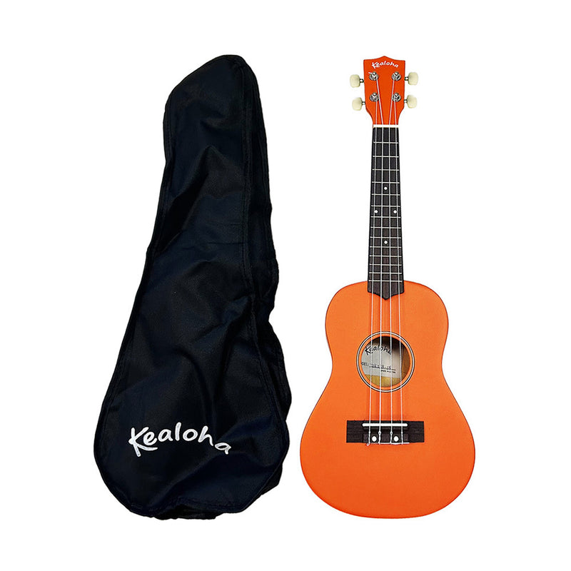 Kealoha Wooden Coloured Series Concert Ukulele with Bag in Orange Satin Finish