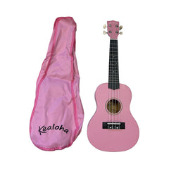 Kealoha Wooden Coloured Series Concert Ukulele with Bag in Pink Satin Finish