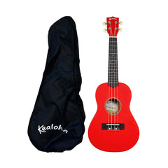 Kealoha Wooden Coloured Series Concert Ukulele with Bag in Red Satin Finish