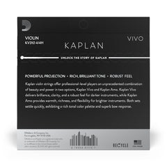 D'Addario Kaplan Vivo Violin String Set, 4/4 Scale, Heavy Tension
