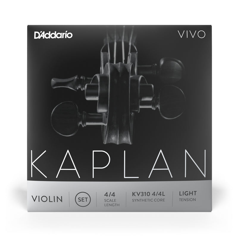 D'Addario Kaplan Vivo Violin String Set, 4/4 Scale, Light Tension