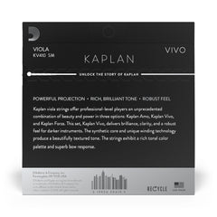 D'Addario Kaplan Vivo Viola String Set, Short Scale, Medium Tension