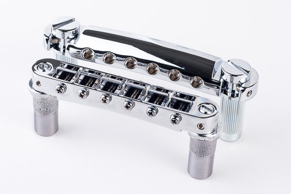 TonePros Tune-O-Matic/Tailpiece set Metric (LargePost/Notched Saddles) Chrome (Old Code Tp-LPCM02-C)