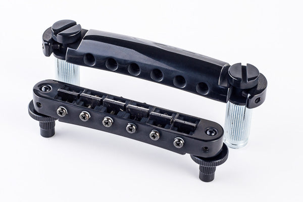 TonePros Tune-O-Matic/Tailpiece set Standard (Small Post/Notched saddles) Black