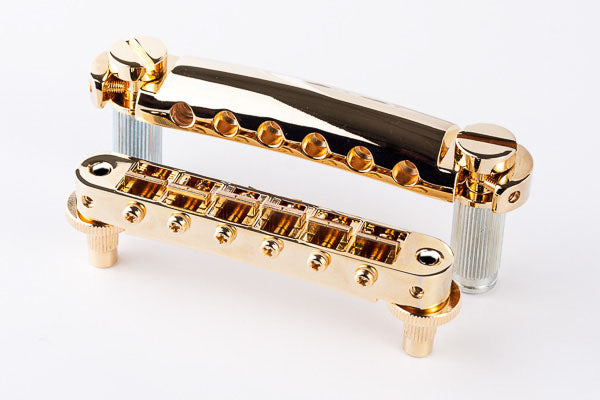 TonePros Bridge & Tailpiece Set Standard thread Nashville, Pre-notched Gold