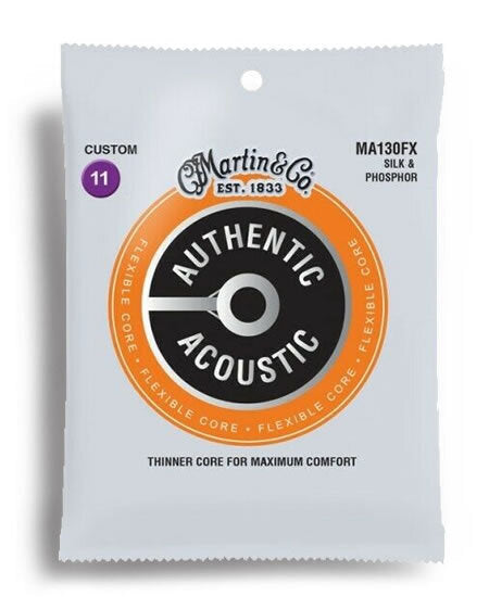 Martin Authentic Acoustic Flexible Core Silk & Phosphor Custom Guitar String Set (11-47)