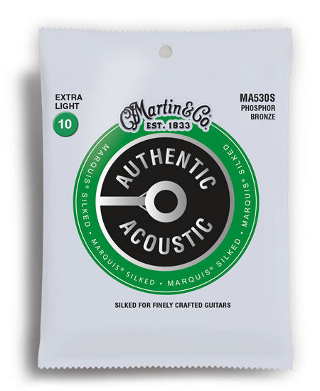 Martin Authentic Acoustic Marquis Silked 92/8 Phosphor Bronze Extra Light Guitar String Set (10-47)