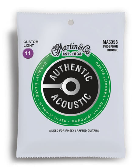 Martin Authentic Acoustic Marquis Silked 92/8 Phosphor Bronze Custom Light Guitar String Set (11-52)