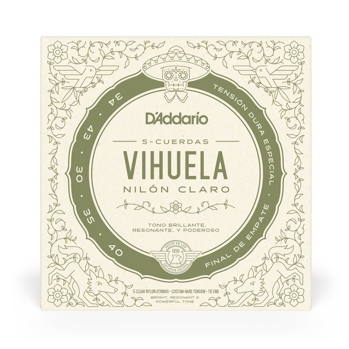 D’Addario MV10C Vihuela Custom Hard Tension Strings