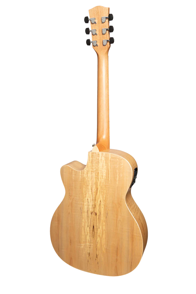 Martinez '31 Series' Spalted Maple Small Body Acoustic-Electric Cutaway Guitar (Natural Satin)