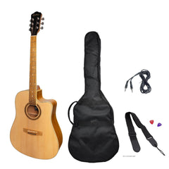 Martinez '41 Series' Dreadnought Cutaway Acoustic-Electric Guitar Pack (Spruce/Jati-Teakwood)