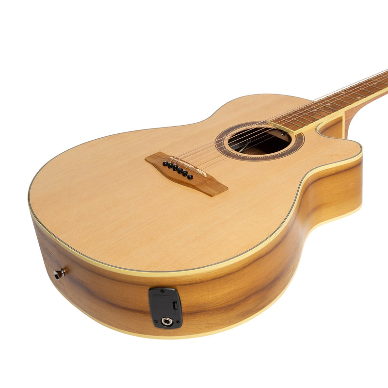 Martinez '41 Series' Folk Size Cutaway Acoustic-Electric Guitar Pack (Spruce/Jati-Teakwood)