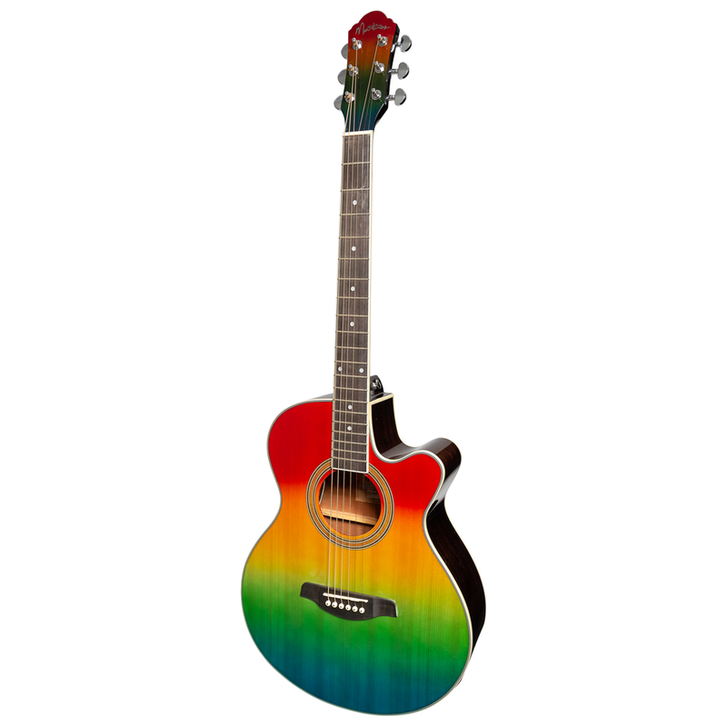 Martinez '41 Series' Folk Size Cutaway Acoustic-Electric Guitar (Rainbow Burst)