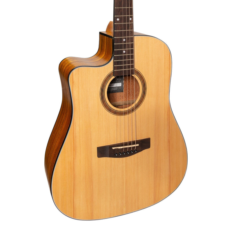 Martinez '41 Series' Left Handed Dreadnought Cutaway Acoustic-Electric Guitar (Spruce/Koa)