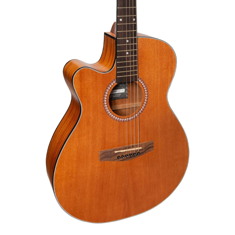 Martinez '41 Series' Left Handed Folk Size Cutaway Acoustic-Electric Guitar (Mahogany)