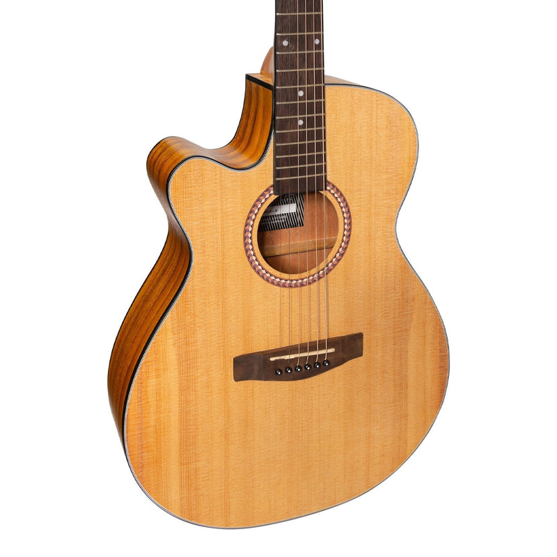 Martinez '41 Series' Left Handed Folk Size Cutaway Acoustic-Electric Guitar (Spruce/Koa)