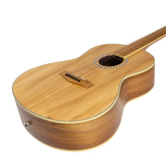 Martinez Acoustic 'Little-Mini' Folk Guitar Pack with Built-In Tuner (Jati-Teakwood)