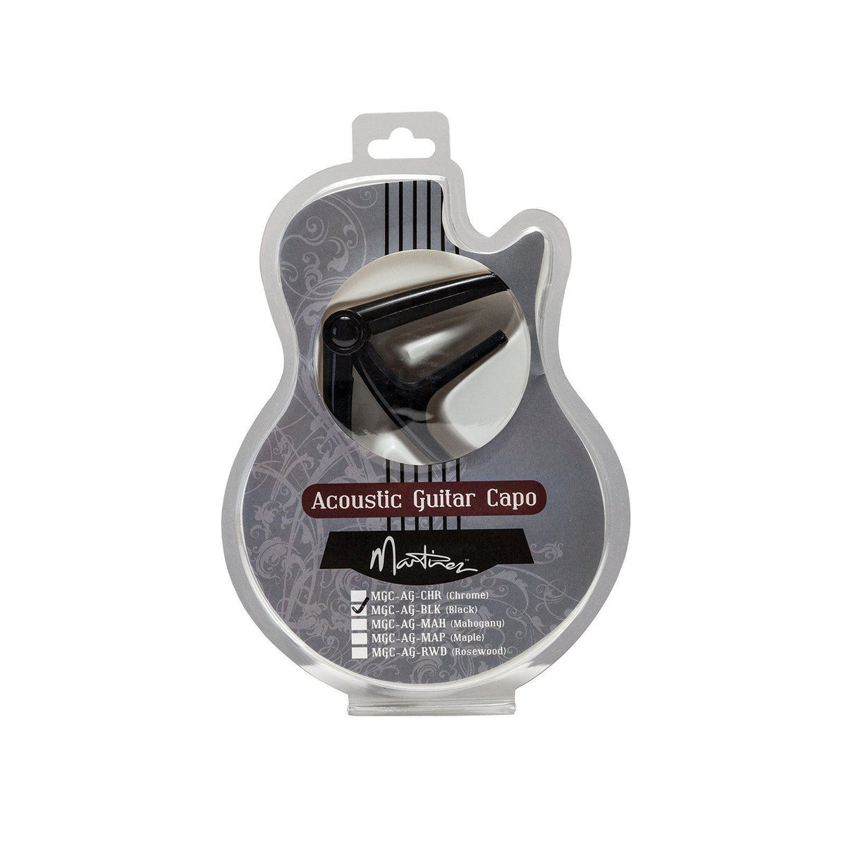 Martinez Deluxe Acoustic Guitar Capo (Black)