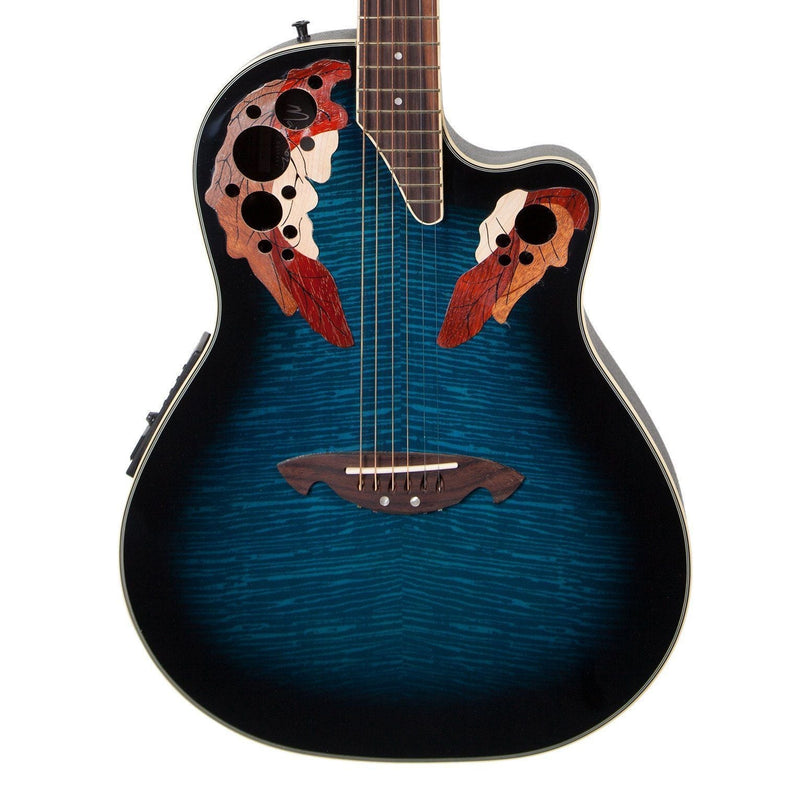 Martinez 'Flame Finish' Acoustic-Electric Roundback Cutaway Guitar (Blueburst)