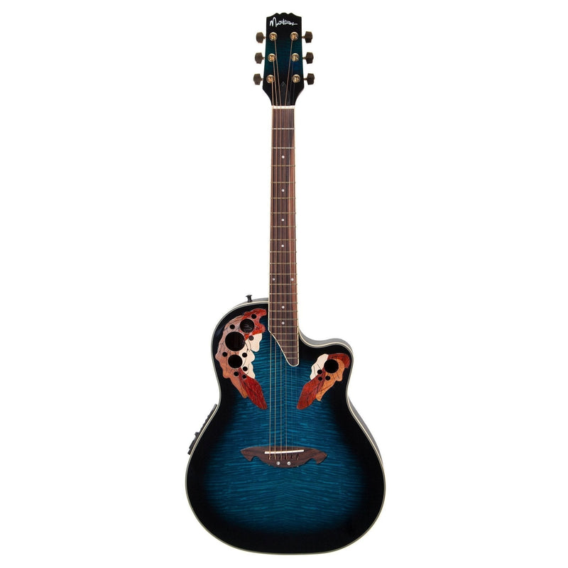 Martinez 'Flame Finish' Acoustic-Electric Roundback Cutaway Guitar (Blueburst)