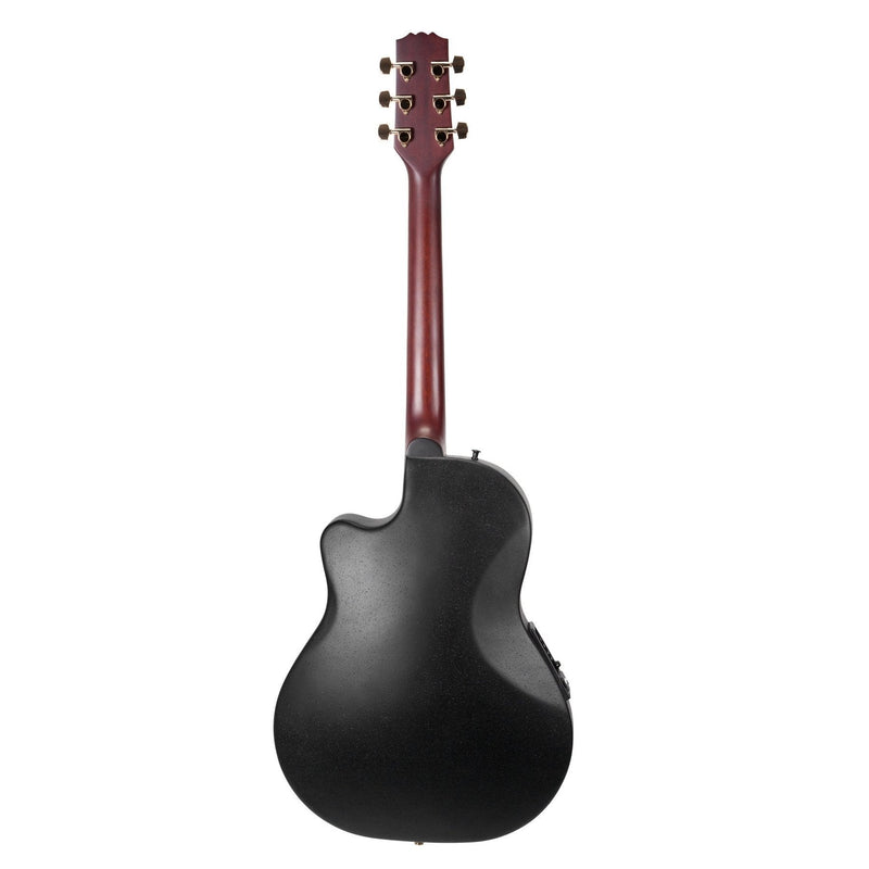 Martinez 'Flame Finish' Acoustic-Electric Roundback Cutaway Guitar (Transparent Black)