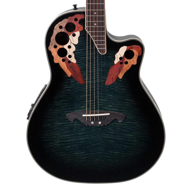 Martinez 'Flame Finish' Acoustic-Electric Roundback Cutaway Guitar (Transparent Black)