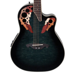 Martinez 'Flame Finish' Acoustic-Electric Roundback Cutaway Guitar (Transparent Black)