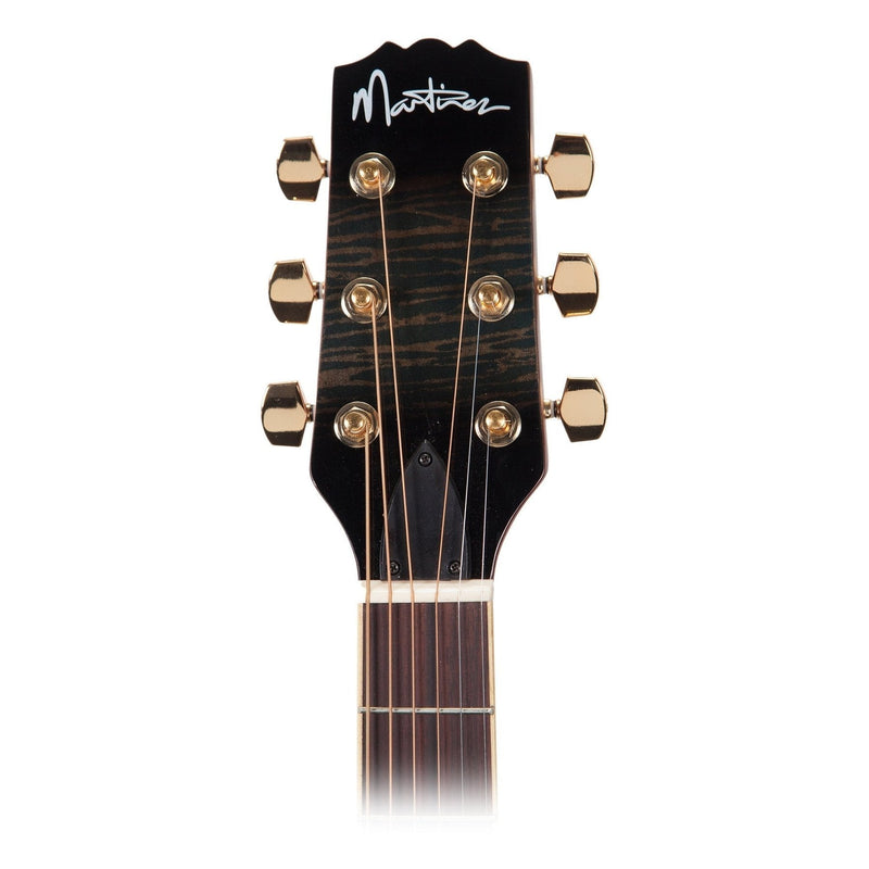 Martinez 'Flame Finish' Acoustic-Electric Roundback Cutaway Guitar (Transparent Black)