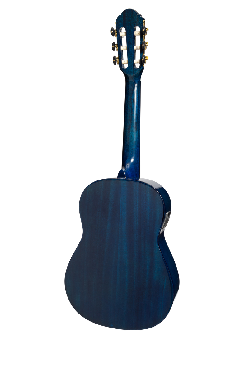 Martinez G-Series 1/2 Size Student Classical Guitar with Built In Tuner (Blue-Gloss)