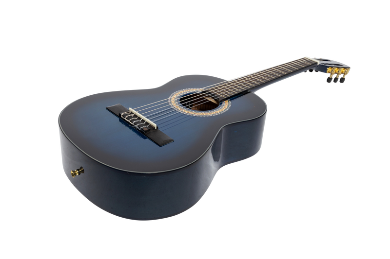 Martinez G-Series 1/2 Size Student Classical Guitar with Built In Tuner (Blue-Gloss)