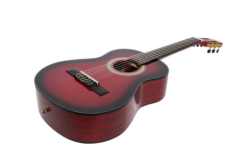 Martinez G-Series 3/4 Size Electric Classical Guitar with Tuner (Trans Wine Red-Gloss)