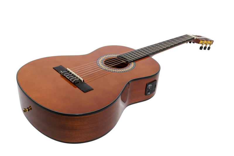 Martinez G-Series Left Handed 3/4 Size Electric Classical Guitar with Tuner (Natural-Gloss)