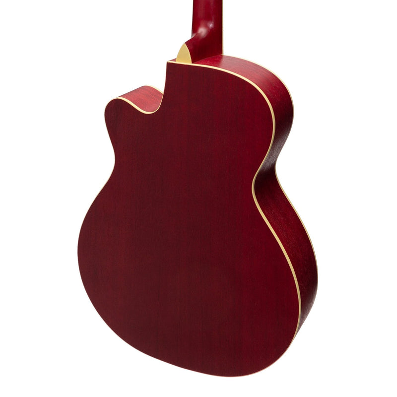 Martinez Jazz Hybrid Acoustic-Electric Small Body Cutaway Guitar (Red)