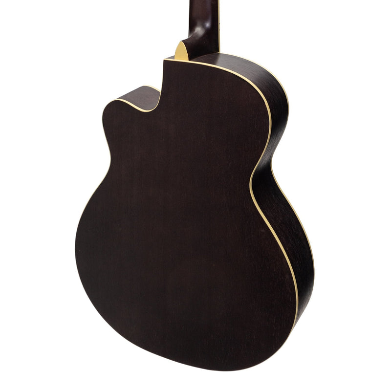 Martinez Jazz Hybrid Acoustic Small Body Cutaway Guitar (Black)