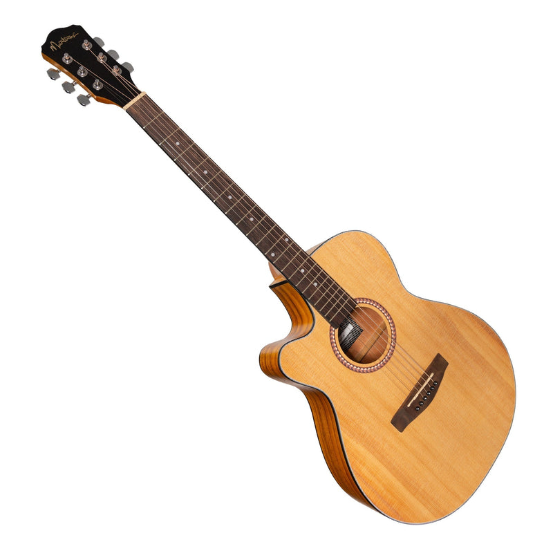 Martinez Left-Handed '41 Series' Folk Size Cutaway Acoustic-Electric Guitar Pack (Spruce/Koa)