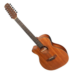 Martinez 'Natural Series' Left Handed Mahogany Top 12-String Acoustic-Electric Small Body Cutaway Guitar (Open Pore)