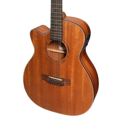 Martinez 'Natural Series' Left Handed Mahogany Top 12-String Acoustic-Electric Small Body Cutaway Guitar (Open Pore)