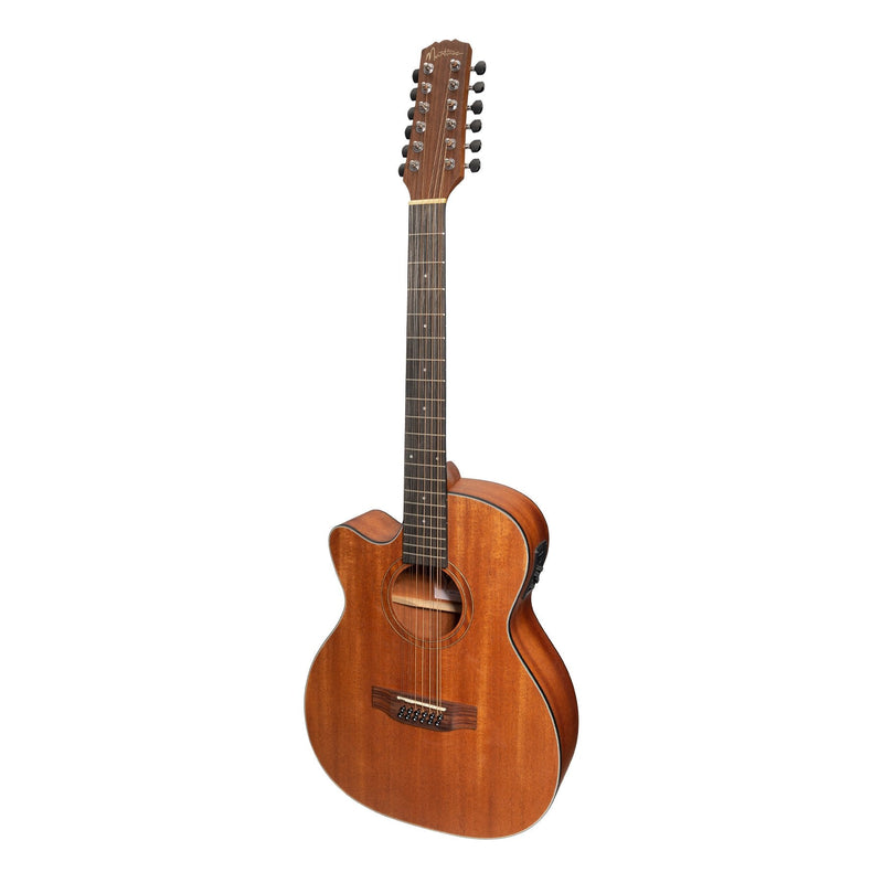 Martinez 'Natural Series' Left Handed Mahogany Top 12-String Acoustic-Electric Small Body Cutaway Guitar (Open Pore)