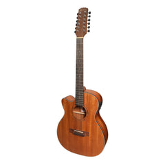 Martinez 'Natural Series' Left Handed Mahogany Top 12-String Acoustic-Electric Small Body Cutaway Guitar (Open Pore)