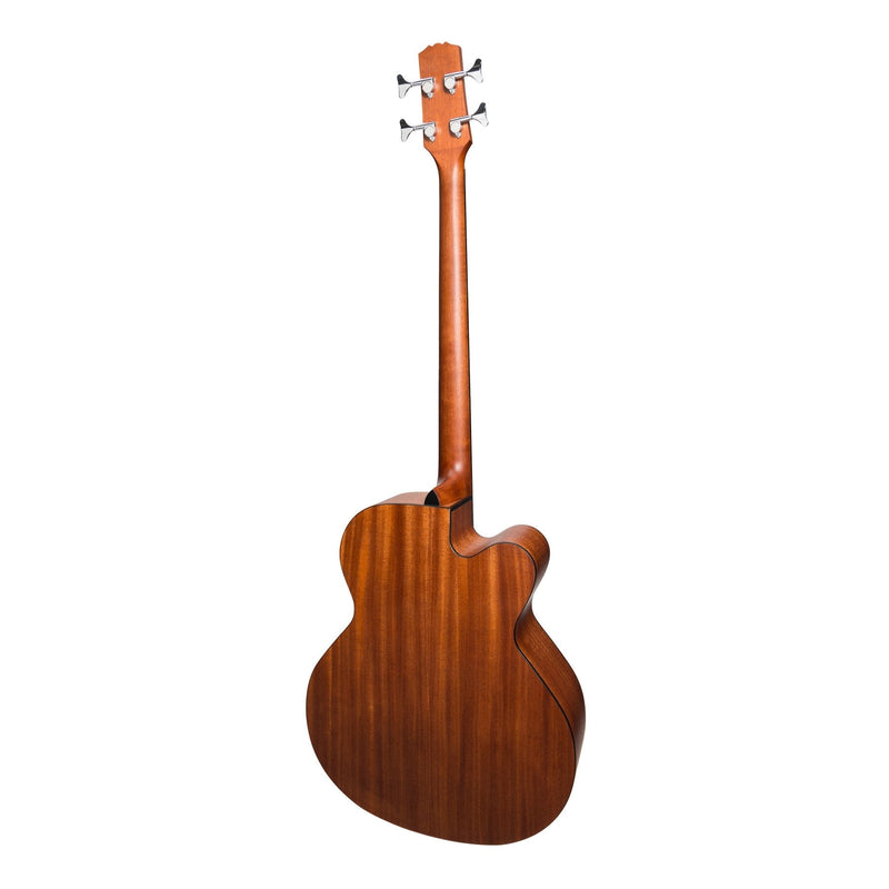 Martinez 'Natural Series' Left Handed Mahogany Top Acoustic-Electric Cutaway Bass Guitar (Open Pore)