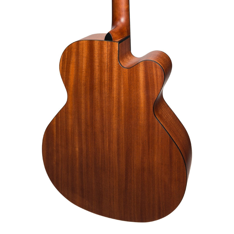 Martinez 'Natural Series' Left Handed Mahogany Top Acoustic-Electric Cutaway Bass Guitar (Open Pore)