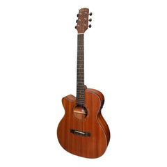 Martinez 'Natural Series' Left Handed Solid Mahogany Top Acoustic-Electric Small Body Cutaway Guitar (Open Pore)