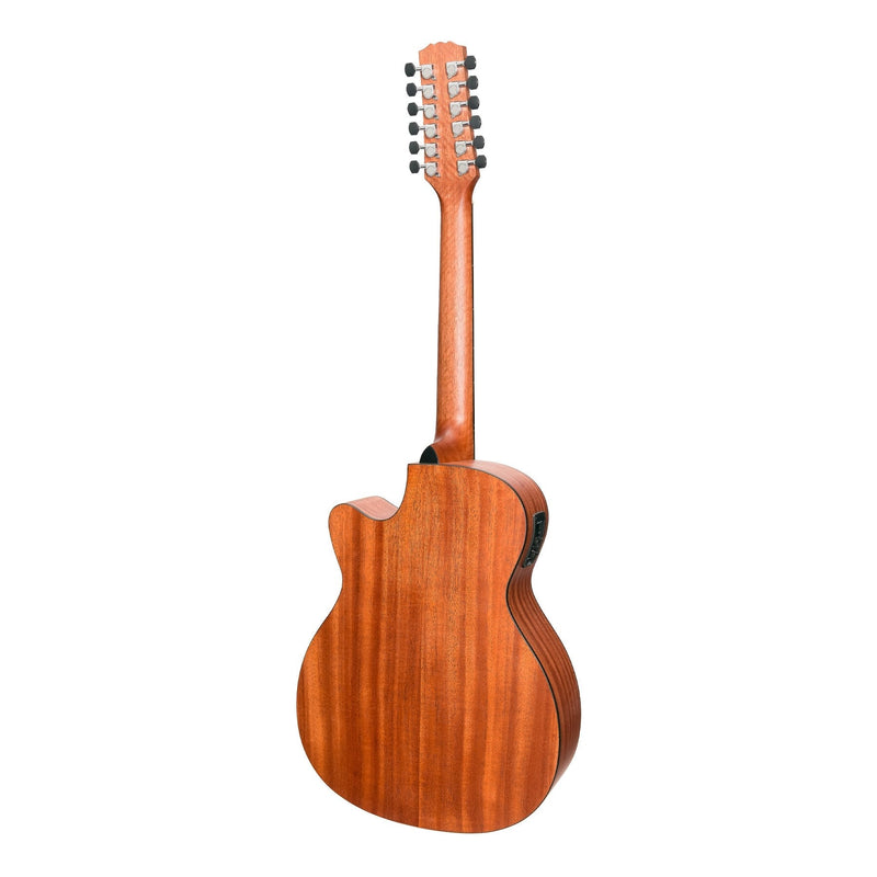 Martinez 'Natural Series' Mahogany Top 12-String Acoustic-Electric Small Body Cutaway Guitar (Open Pore)