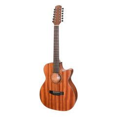 Martinez 'Natural Series' Mahogany Top 12-String Acoustic-Electric Small Body Cutaway Guitar (Open Pore)