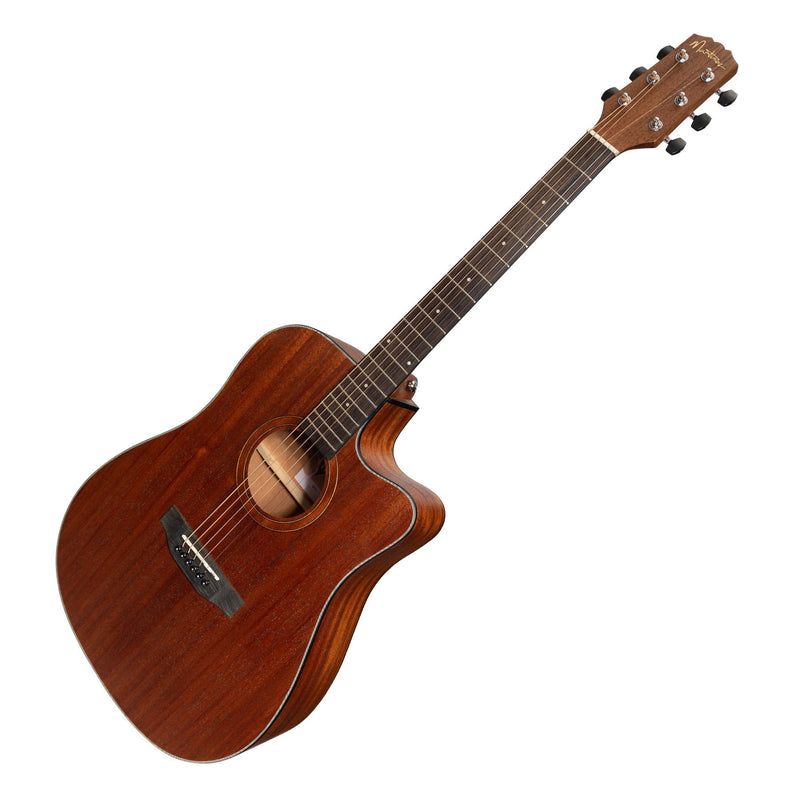 Martinez 'Natural Series' Mahogany Top Acoustic-Electric Dreadnought Cutaway Guitar (Open Pore)